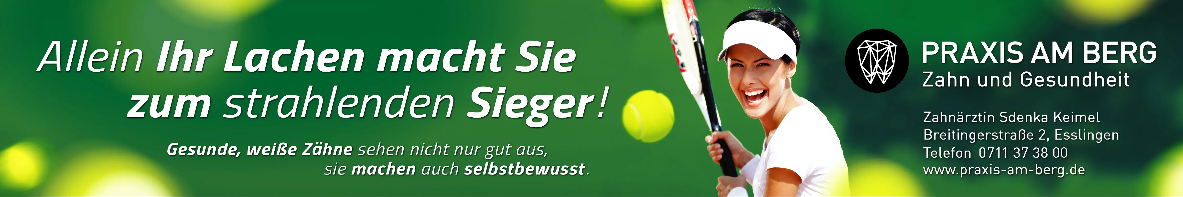 Tennisbanner Praxis am Berg